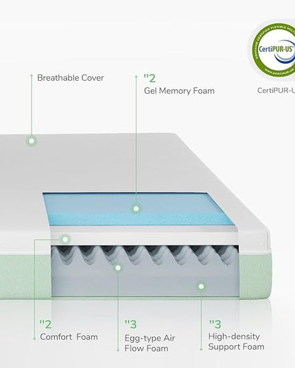 Novilla Twin XL Mattress,10 Inch Gel Memory Foam Mattress for Suppotive &Pressure Relieving, Medium Firm Feel Mattress in a Box,Bliss - LeafyLoom