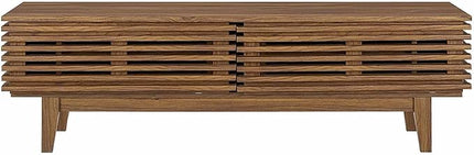 Modway Render 60" Mid-Century Modern Low Profile TV Stand in Walnut, 60 Inch - LeafyLoom
