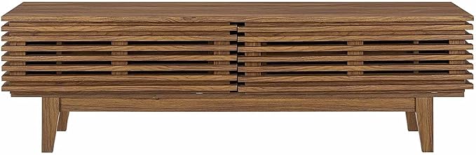 Modway Render 60" Mid-Century Modern Low Profile TV Stand in Walnut, 60 Inch - LeafyLoom