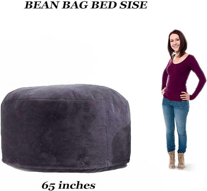 6FT Giant Round Faux Fur Bean Bag Chair Cover - Ultra Soft and Fluffy for Adults, Machine Washable (No Filler, Cover Only) - LeafyLoom