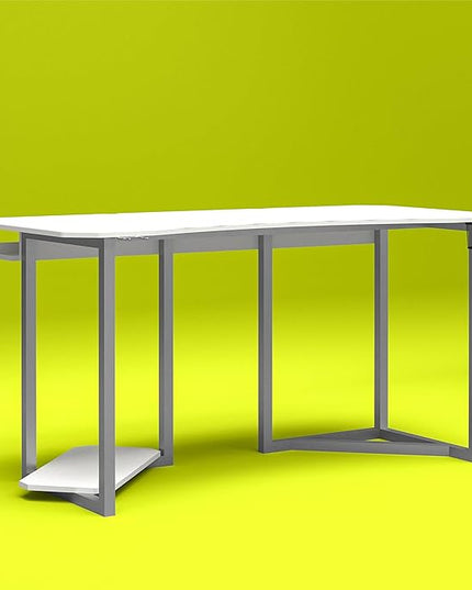 Quest Gaming Desk with CPU Stand, White - LeafyLoom