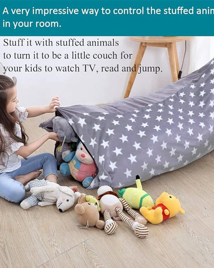 Stuffed Animal Storage Bean Bag Chair Cover, Plush Toys Organizer, Animals Doll Holder, Extra Large Lounger Designed with Handle and Zipper Super Soft for Kids and Teans -Stars Style - LeafyLoom