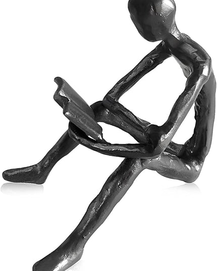 Jalunth Bookshelf Bookcase Aesthetic Decoration Art Sculptures Home Decor Book Shelf Case Modern Accents Figurine Reading Metal Decorative Ideas Objects Accessories Library Office Steel Statue Gifts - LeafyLoom