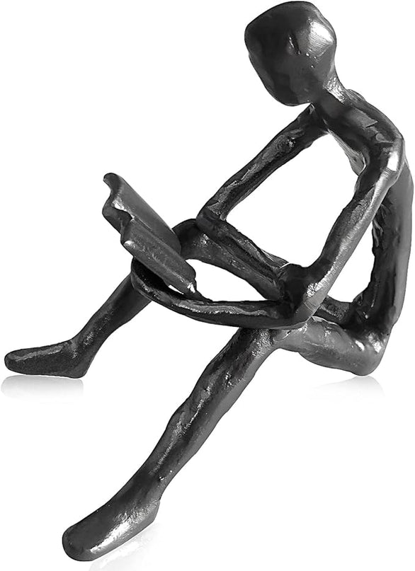 Jalunth Bookshelf Bookcase Aesthetic Decoration Art Sculptures Home Decor Book Shelf Case Modern Accents Figurine Reading Metal Decorative Ideas Objects Accessories Library Office Steel Statue Gifts - LeafyLoom