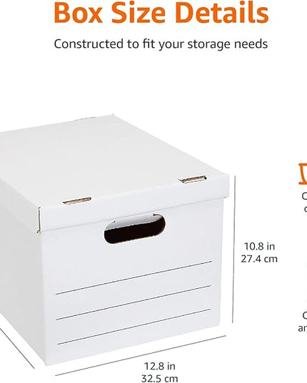 Amazon Basics Medium Duty Storage/Filing Boxes With Lid and Handles, Legal/Letter Size, 12-Pack, White, 16.2" L x 12.5" W x 10.5" H - LeafyLoom