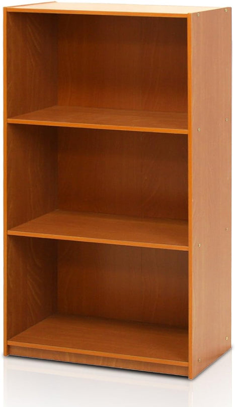 Furinno Basic 3-Tier Bookcase Storage Shelves, Light Cherry - LeafyLoom