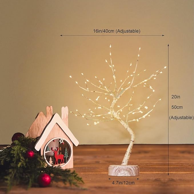 OTAVILEM Room Decor, 20" 108 LED Twinkling Tree Lamp, DIY Artificial Tree Lamp, Battery/USB Operated, Tabletop Bonsai Tree Light for Living Room Bedroom Christmas Home Gifts House Decor - LeafyLoom