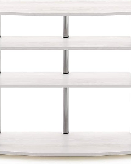 Furinno Frans Turn-N-Tube TV Stand for TV Size up to 43 Inch, 4-Tier, White Oak - LeafyLoom