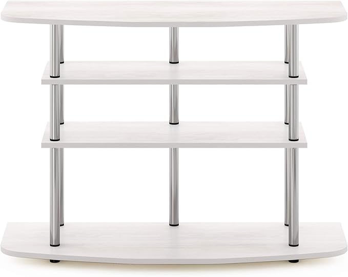 Furinno Frans Turn-N-Tube TV Stand for TV Size up to 43 Inch, 4-Tier, White Oak - LeafyLoom