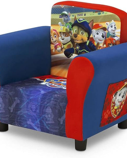 Delta Children Upholstered Chair with PAW Patrol Graphics, Wood Frame, Plush Foam Padding, Side Pockets, for Toddlers and Kids - LeafyLoom