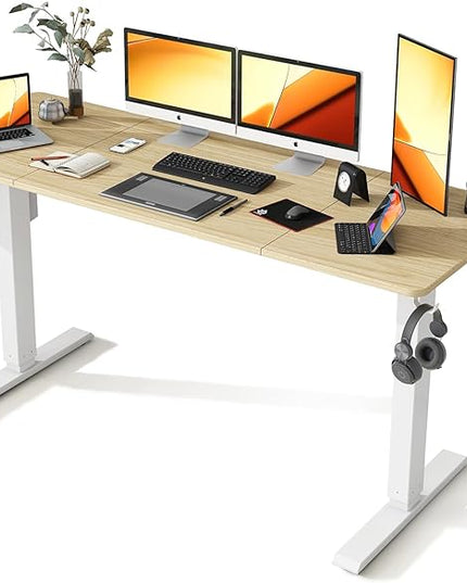 63 x 24 Inches Standing Desk Adjustable Height with Splice Board- Stand Up Desk, Electric Standing Desk, Sit to Stand Desk for Home & Office Computer Desk - LeafyLoom