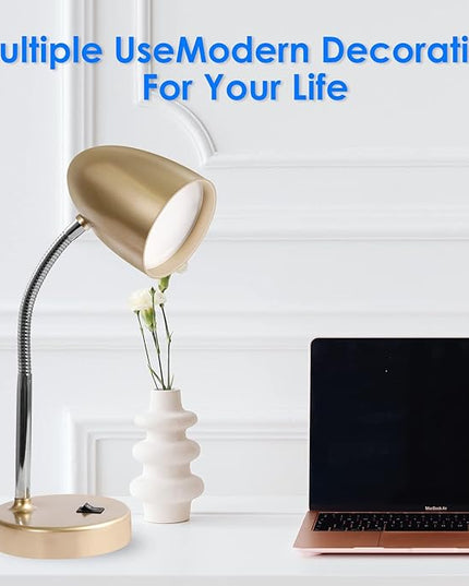 LED Desk Lamp, Flexible Gooseneck with Table lamp, 3.5W 240LM 4000K Cool White Study Lamps for Bedroom and Office, Eye Protection, ETL Listed,Gold - LeafyLoom