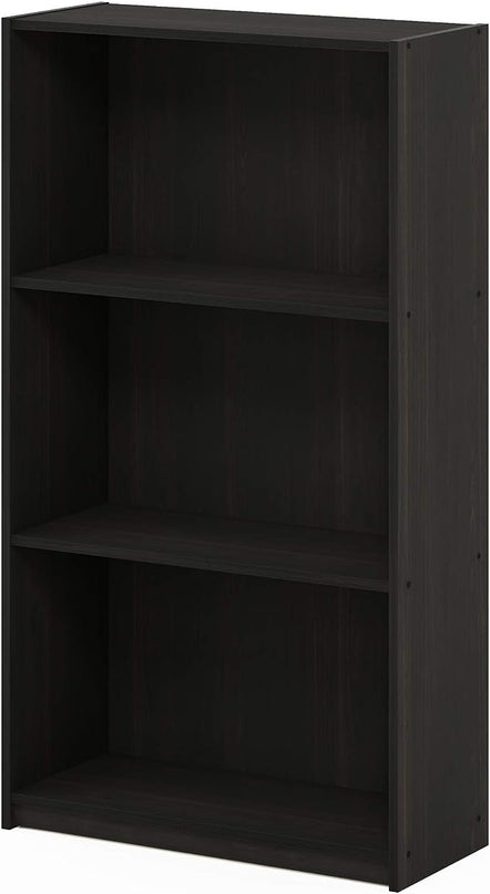 Furinno Basic 3-Tier Bookcase Storage Shelves, Espresso - LeafyLoom