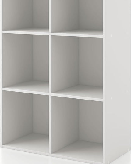 Apexa 6 Cube Storage Organizer Shelves, Stackable Wood Bookcase Fits Cubby Bins for Organization, Dorm Teen Room Decor & Home Office, White - LeafyLoom