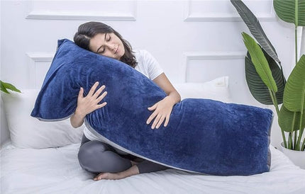 Full Body Pillow, Large Bed Sleeping Pillow for Adults and Side Sleeper, Long Pillow Insert with Velvet Cover, 20x54 Inches (Blue Grey) - LeafyLoom