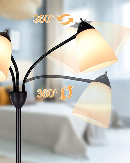 DINGLILIGHTING Floor Lamp Modern for Living: Flexible Gooseneck Floor Lamps Standing for Bedroom Home Office - Tall Floor Lights - LeafyLoom