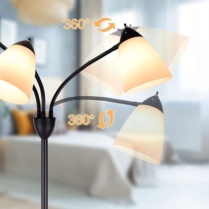 DINGLILIGHTING Floor Lamp Modern for Living: Flexible Gooseneck Floor Lamps Standing for Bedroom Home Office - Tall Floor Lights - LeafyLoom