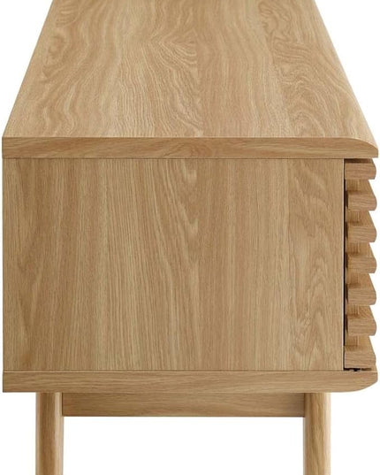 Modway Render Mid-Century Modern Low Profile 70 Inch Media Console TV Stand in Oak, 70" - LeafyLoom