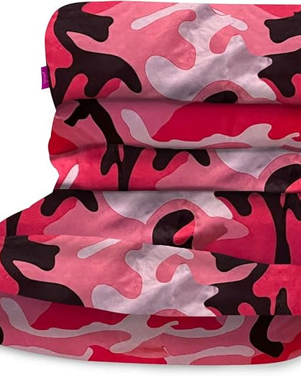 Posh Creations Structured Comfy Bean Bag Chair for Gaming, Reading and Watching TV, Laguna Lounger, Nylon - Camo Pink and Black - LeafyLoom