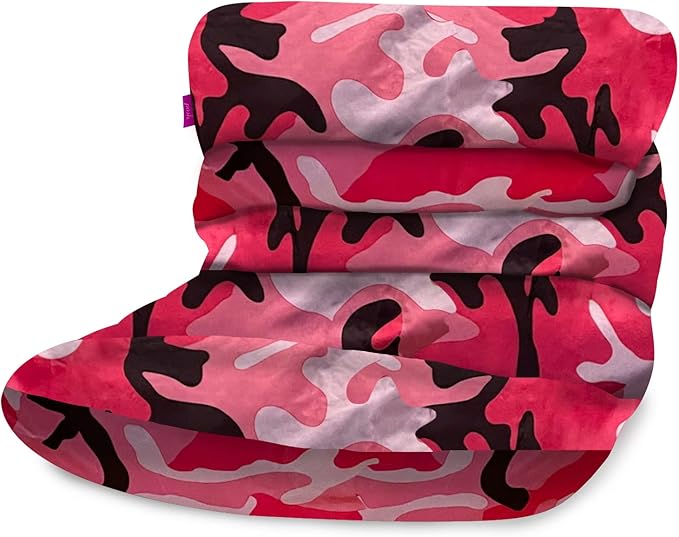 Posh Creations Structured Comfy Bean Bag Chair for Gaming, Reading and Watching TV, Laguna Lounger, Nylon - Camo Pink and Black - LeafyLoom