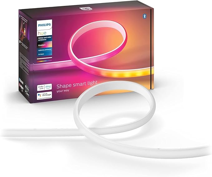 Philips Hue Indoor 6-Foot Smart LED Light Strip Base Kit with Plug - Flowing Multicolor Effect - 1 Pack - Control with Hue App - Works with Alexa, Google Assistant and Apple HomeKit PhilipsHue