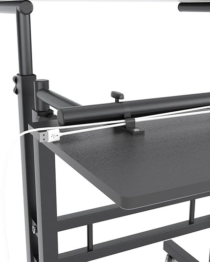 sogesfurniture Mobile Standing Desk Laptop Workstation on Wheels, Adjustable Computer Desk for Standing or Sitting, Black 101-BK - LeafyLoom