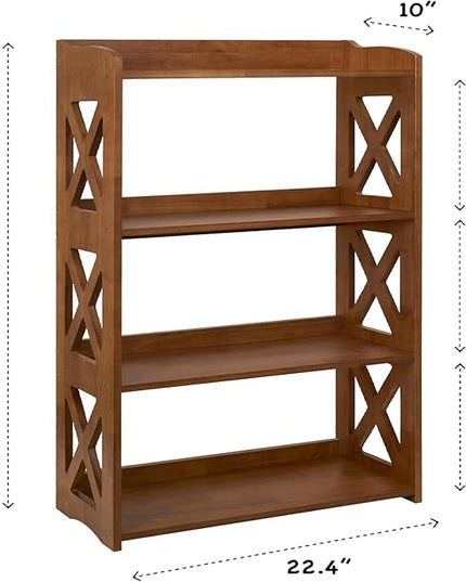 Open Bookshelf, 4 Tier Bookcase, Small Bookshelf, wooden Book Shelf Kitchen shelf, Freestanding Display Storage Shelves, bookshelf for bedroom, Living Room and Office - LeafyLoom