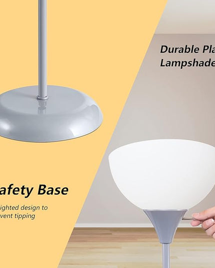 Floor Lamp, Standing Lamp, Modern Floor Lamp with Drop-Resistant White Lampshade, E26 Socket, Industrial Floor Lamp for Living Room Bedroom Study Office - LeafyLoom
