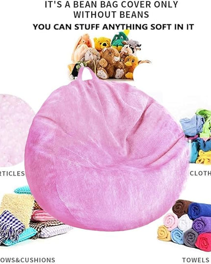 Kisoy Bean Bag Chair Cover (No Filler) Stuffed Animal Storage Bean Bag Cover Pets Dogs/Cats Lazy Beds. Washable Ultra Soft Corduroy Stuffed for Organizing Plush Toys or Textile, Sack Bean Bag - LeafyLoom