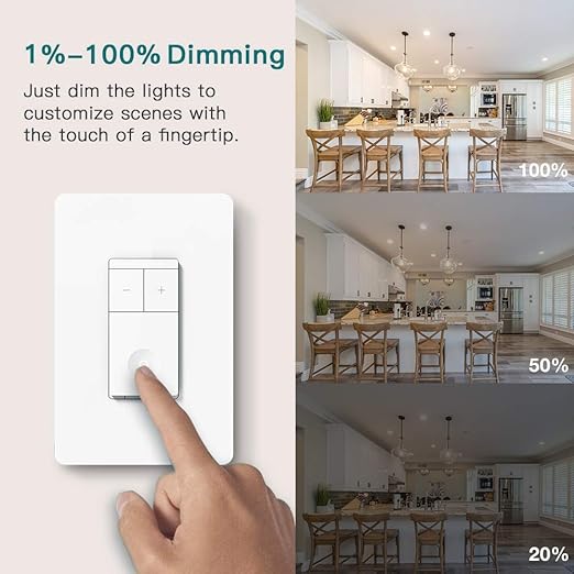 TREATLIFE 3 Way Smart Dimmer Switch 2 Pack, 2 Master Dimmer Switch Compatible with Alexa, Google Assistant, 2.4GHz WiFi Light Switch APP Remote Control, Neutral Wire Needed, Schedule, No Hub Required TREATLIFE