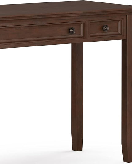 SIMPLIHOME Amherst SOLID WOOD Transitional 54 Inch Wide Desk in Russet Brown, For the Office Desk, Writing Table, Workstation and Study Table - LeafyLoom