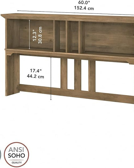 Bush Furniture Salinas Hutch for L Shaped Desk, 60W, Reclaimed Pine - LeafyLoom