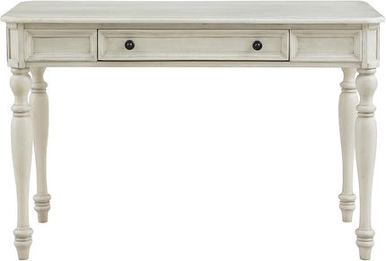 OSP Home Furnishings Country Meadows 48 Inch Writing Desk with Drawer, Antique White - LeafyLoom