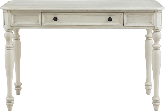 OSP Home Furnishings Country Meadows 48 Inch Writing Desk with Drawer, Antique White - LeafyLoom
