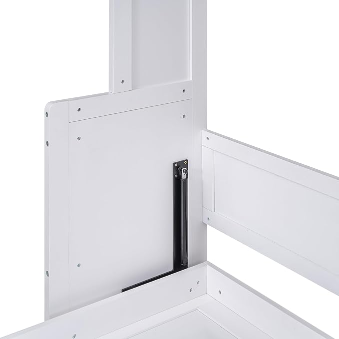 Queen Size Murphy Bed with Shelf, Queen Wall Bed Storage Bed for Guestroom, Office, Space-Saving Design Murphy Bed Frame, No Spring Box Needed, White - LeafyLoom
