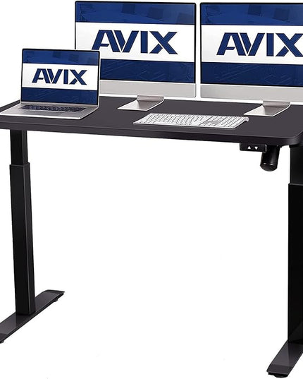 AVIX Whole Piece Electric Standing Desk, 48 x 24 Inches Height Adjustable Desk, Sit Stand Desk Home Office Desks, Black - LeafyLoom