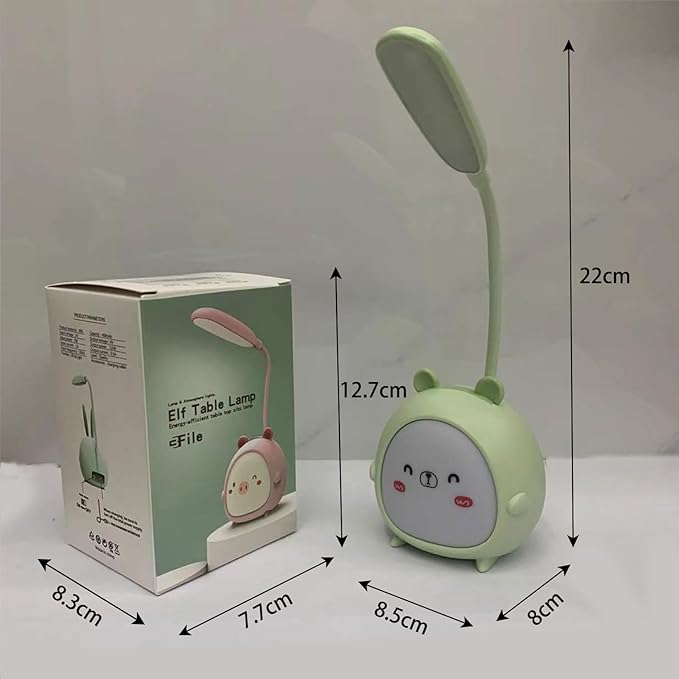 LED Desk Lamp，Mini Dog Night Light,Portable LED Table Light, Cute Foldable USB Rechargeable Reading Light Bedroom Children's Bedside Study (Green) - LeafyLoom
