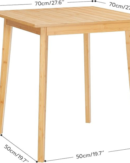 HOOBRO Bamboo Dining Table, Square Dining Table for 2, 27.6" Kitchen Table for Small Space, Writing Table, Easy to Assemble, for Dining Room, Living Room, Office, Kitchen, Apartment, Natural YL70CZ01 - LeafyLoom