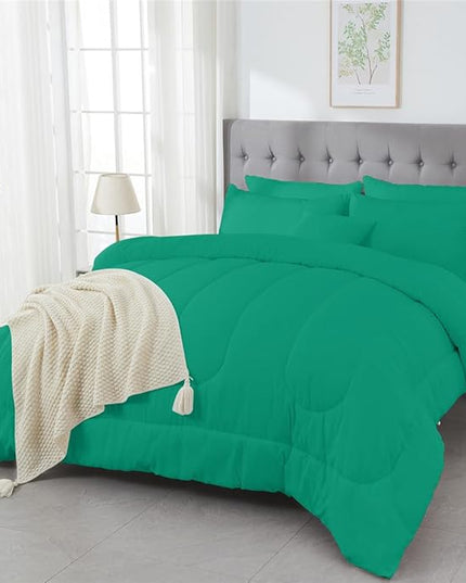 3 Piece Solid Color All Season Bedding Comforter Set Microfiber Soft Lightweight Bedding Set for Kids Teens Adults Room Decor with 1 Comforter and 2 Pillowcases Full - LeafyLoom