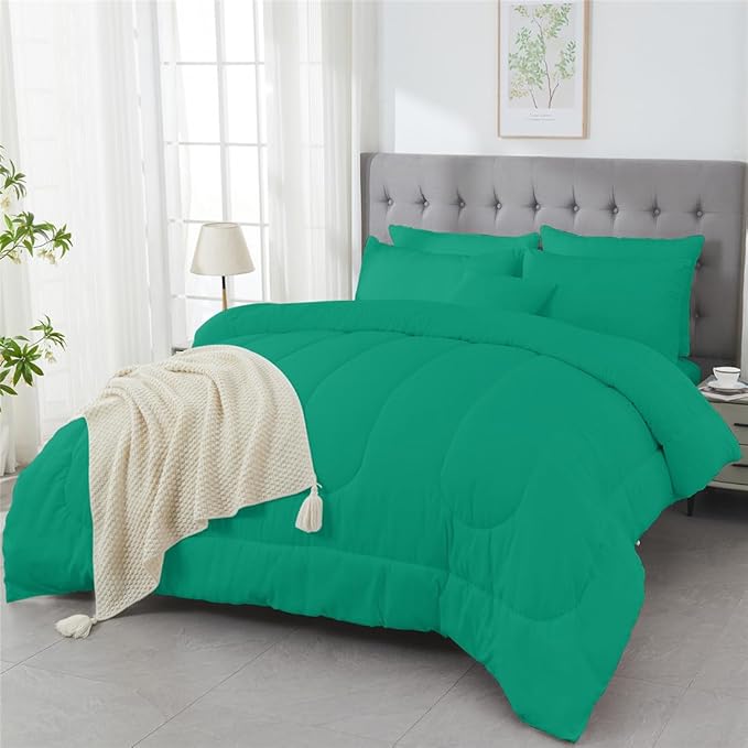 3 Piece Solid Color All Season Bedding Comforter Set Microfiber Soft Lightweight Bedding Set for Kids Teens Adults Room Decor with 1 Comforter and 2 Pillowcases Full - LeafyLoom