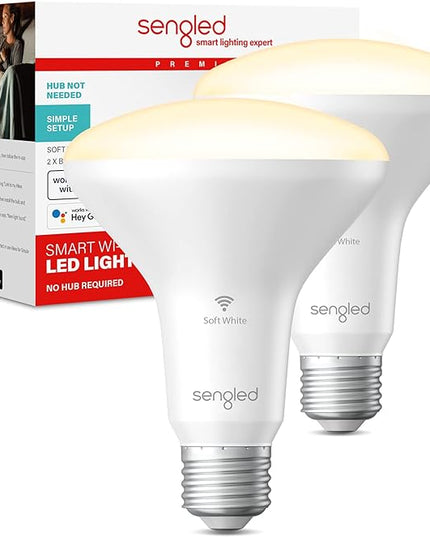 Sengled Alexa Light Bulbs, Updated FFS Smart Flood Light, Smart Bulb That Works with Alexa & Google Assistant, 7.5W 65W Equivalent,2700K BR30 Smart Light, No Hub Required, 2.4Ghz WiFi Only, 2 Pack Sengled
