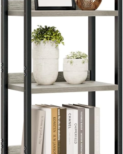 NUMENN Narrow Bookshelf, 5 Tier Bookshelves, Home Office Bookcase Shelf Storage Organizer, Free Standing Storage Shelving Unit for Bedroom, Living Room and Home Office, Grey - LeafyLoom