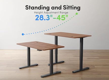 FEZIBO Electric Standing Desk, 48 x 24 Inches Height Adjustable Stand up Desk, Sit Stand Home Office Desk, Computer Desk, Black Walnut - LeafyLoom