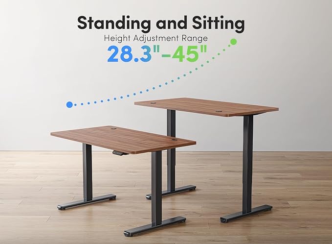 FEZIBO Electric Standing Desk, 48 x 24 Inches Height Adjustable Stand up Desk, Sit Stand Home Office Desk, Computer Desk, Black Walnut - LeafyLoom