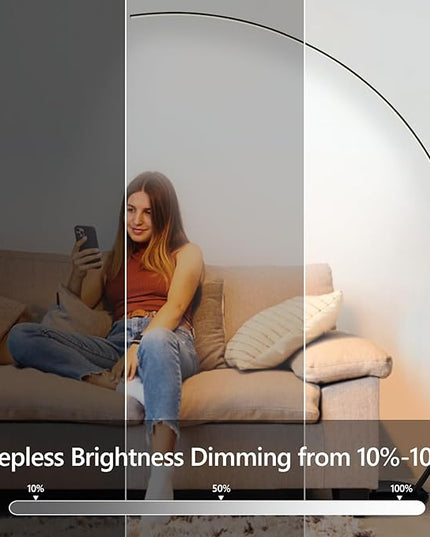 Arc Floor Lamp, Dimmable LED Floor Lamp with 3 Color Temperatures, Ultra Bright, Modern Standing Tall Lamp with Remote Reading Floor Lamp for Living Room Bedroom Office - LeafyLoom