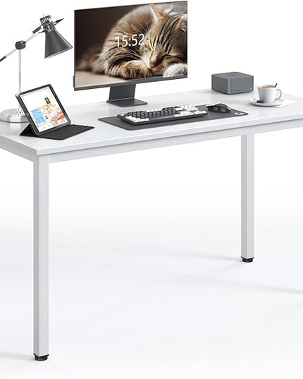 Computer Desk,55.1 inches Office Desk & Workstations for Home Office, Gaming Desk Computer Table,Modern Simple Style Laptop Table, White - LeafyLoom