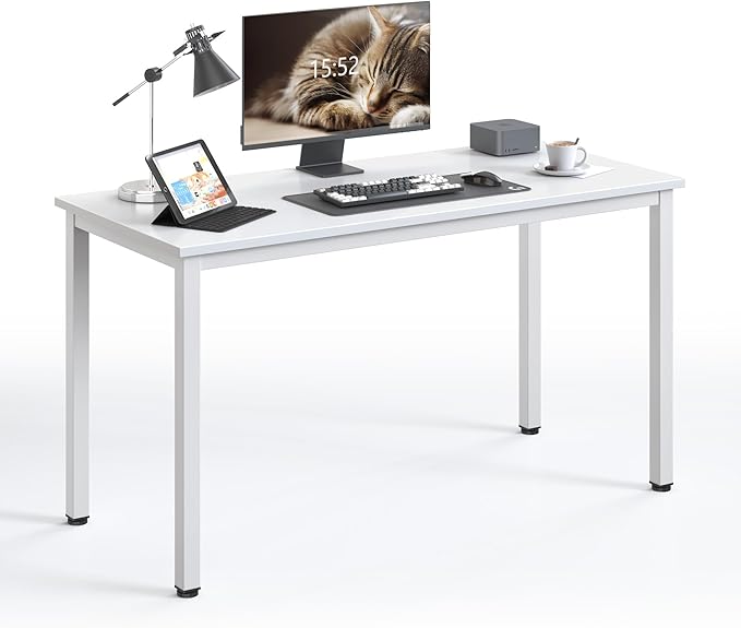 Computer Desk,55.1 inches Office Desk & Workstations for Home Office, Gaming Desk Computer Table,Modern Simple Style Laptop Table, White - LeafyLoom