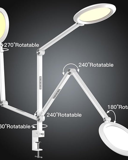 LED Desk Lamp for Video Conferencing, Webcam Light, Reading Light, Dimmable 4 Color Modes, 18W Desk Light, Clip on Light, Eye Care Zoom Light, for Home Office and Office Use - LeafyLoom