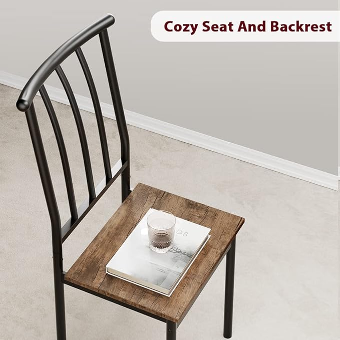 Dining Table Set for 4, Kitchen Table and Chairs for 4, Rectangular Dining Room Table Set with Wine Rack, 5 Piece Dining Table Set for Small Space, Apartment, Rustic Brown - LeafyLoom