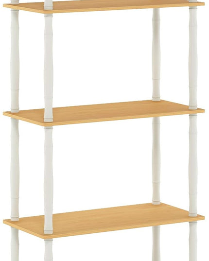 Furinno Turn-N-Tube 5-Tier Multipurpose Shelf / Display Rack / Storage Shelf / Bookshelf, Classic Tubes, Beech/White - LeafyLoom